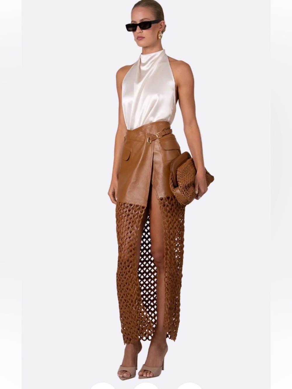NWT NONCHALANT LABEL KALLAN LEATHER MAXI SKIRT
